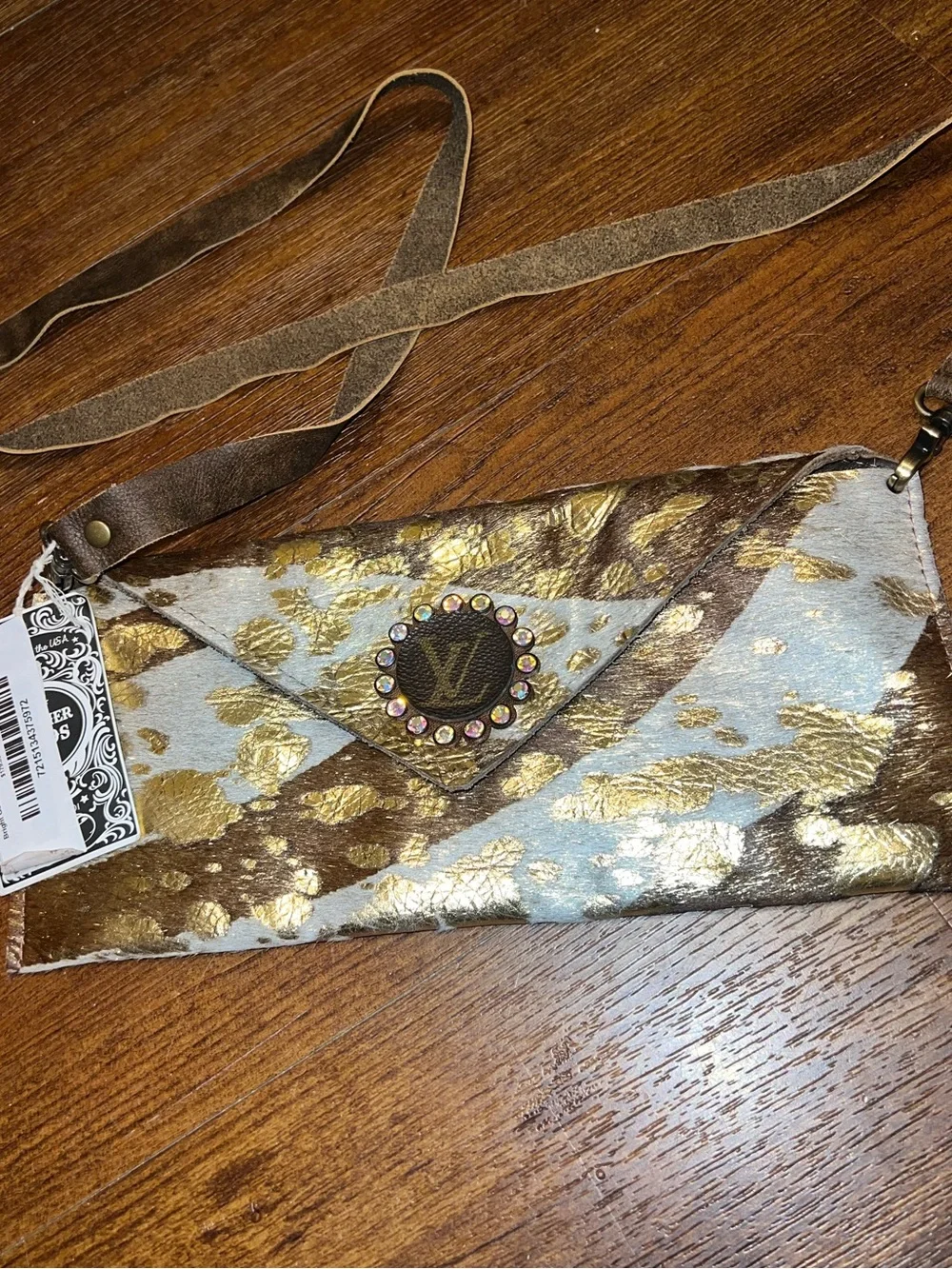 Keep it Gypsy Gold Ivory Safari Hide Louis Vuitton Patch Crossbody Bag NWT - Picture 7 of 11
